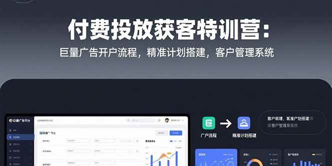 （15426期）付费投放获客特训营：巨量广告开户流程，精准计划搭建，客户管理系统-大伟资源网