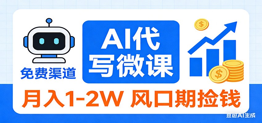 2026告别打工！AI 代写微课，提供免费渠道，月入 1-2W 风口期捡钱-大伟资源网