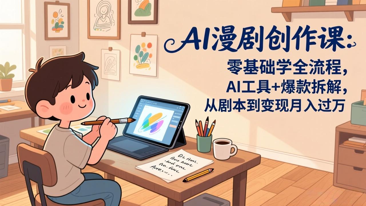 AI漫剧创作课：零基础学全流程，AI工具+爆款拆解，从剧本到变现月入过万-大伟资源网