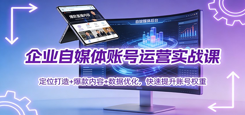 企业自媒体账号运营实战课：定位打造+ 爆款内容+数据优化，快速提升账号权重-大伟资源网