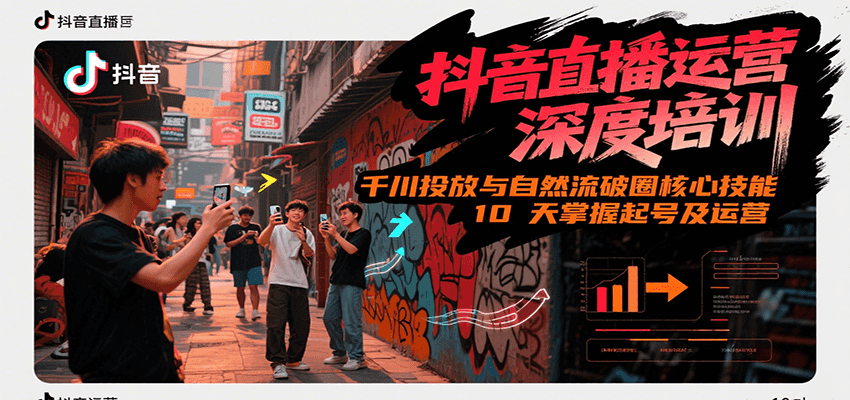 抖音直播运营深度培训，千川投放与自然流核心技能，10天掌握起号及运营(6-7月新课)-大伟资源网