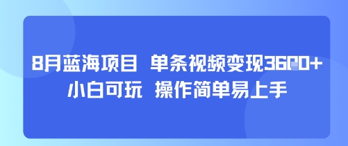 8月AI蓝海项目，单条视频变现1k+ 小白可玩 操作简单易上手-大伟资源网