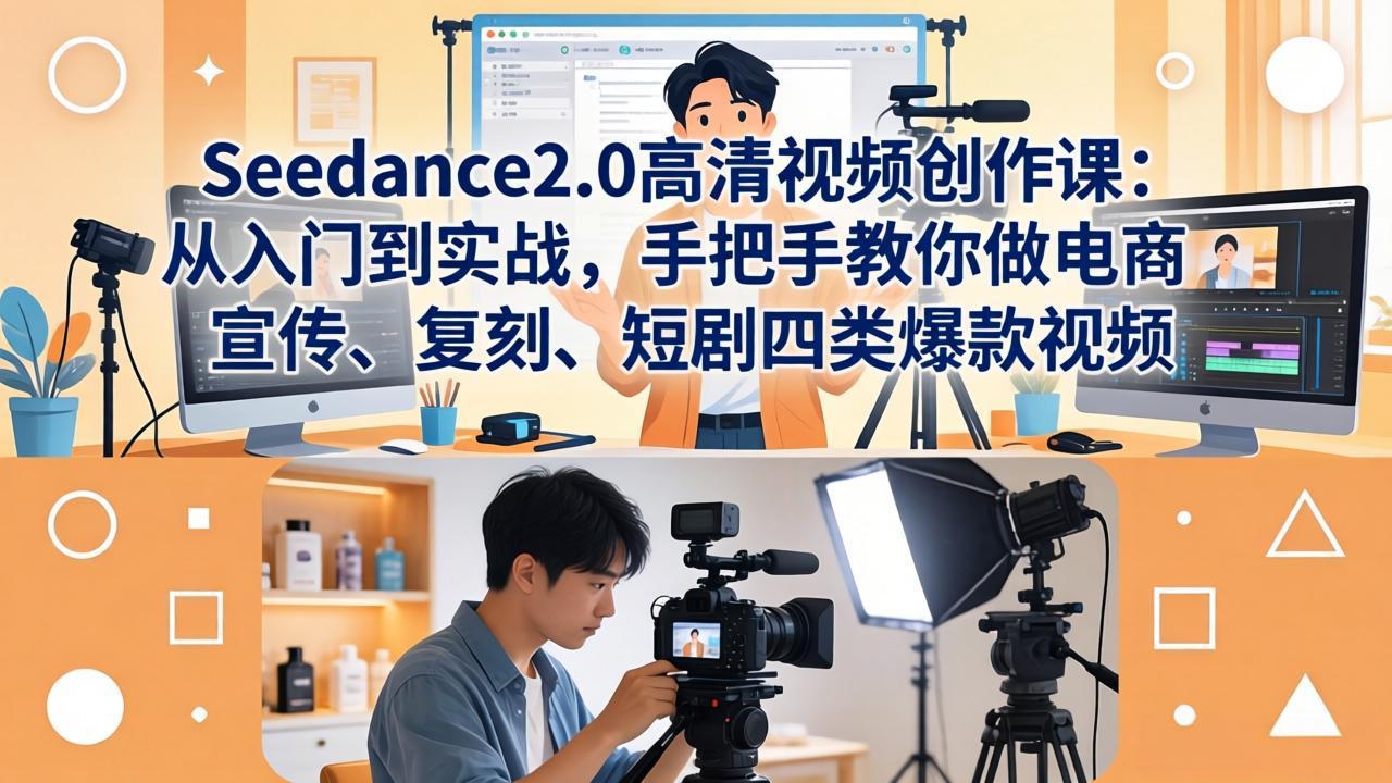 Seedance2.0高清视频创作课：从入门到实战，手把手教你做电商、宣传、复刻、短剧四类爆款视频-大伟资源网
