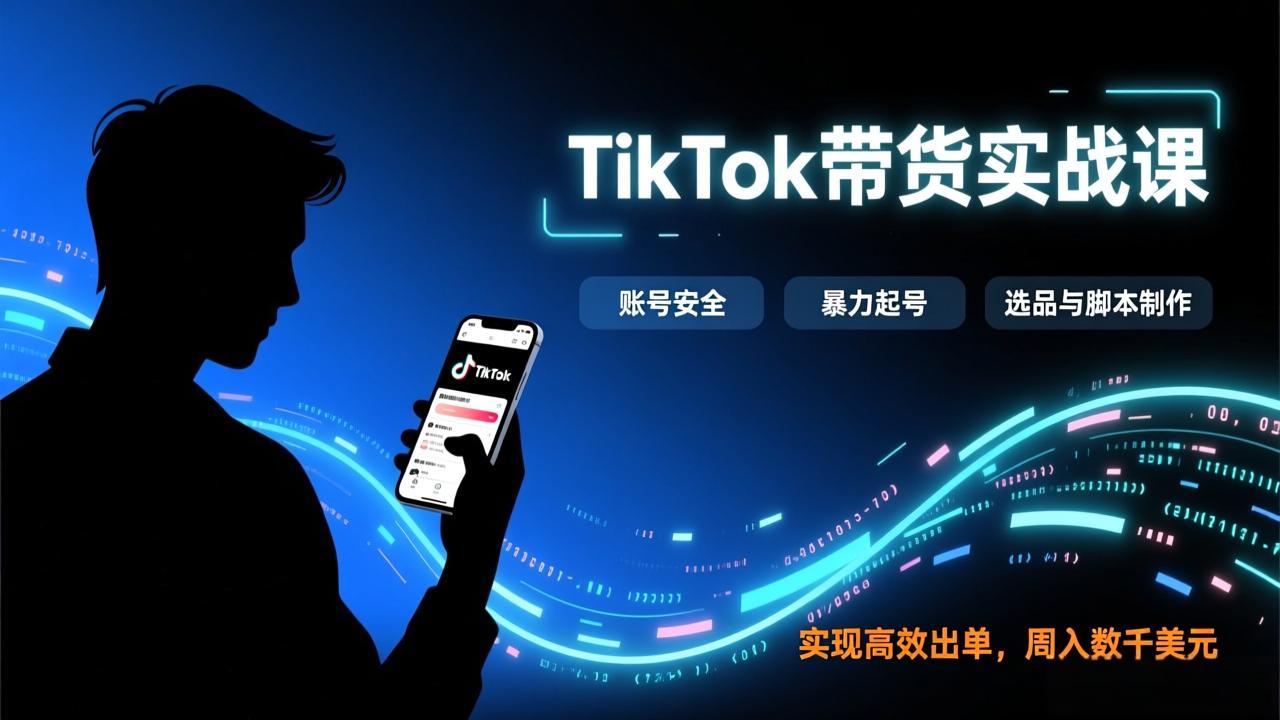 TikTok带货实战课，涵盖账号安全、暴力起号、选品与脚本制作，实现高效出单，周入数千美元-大伟资源网