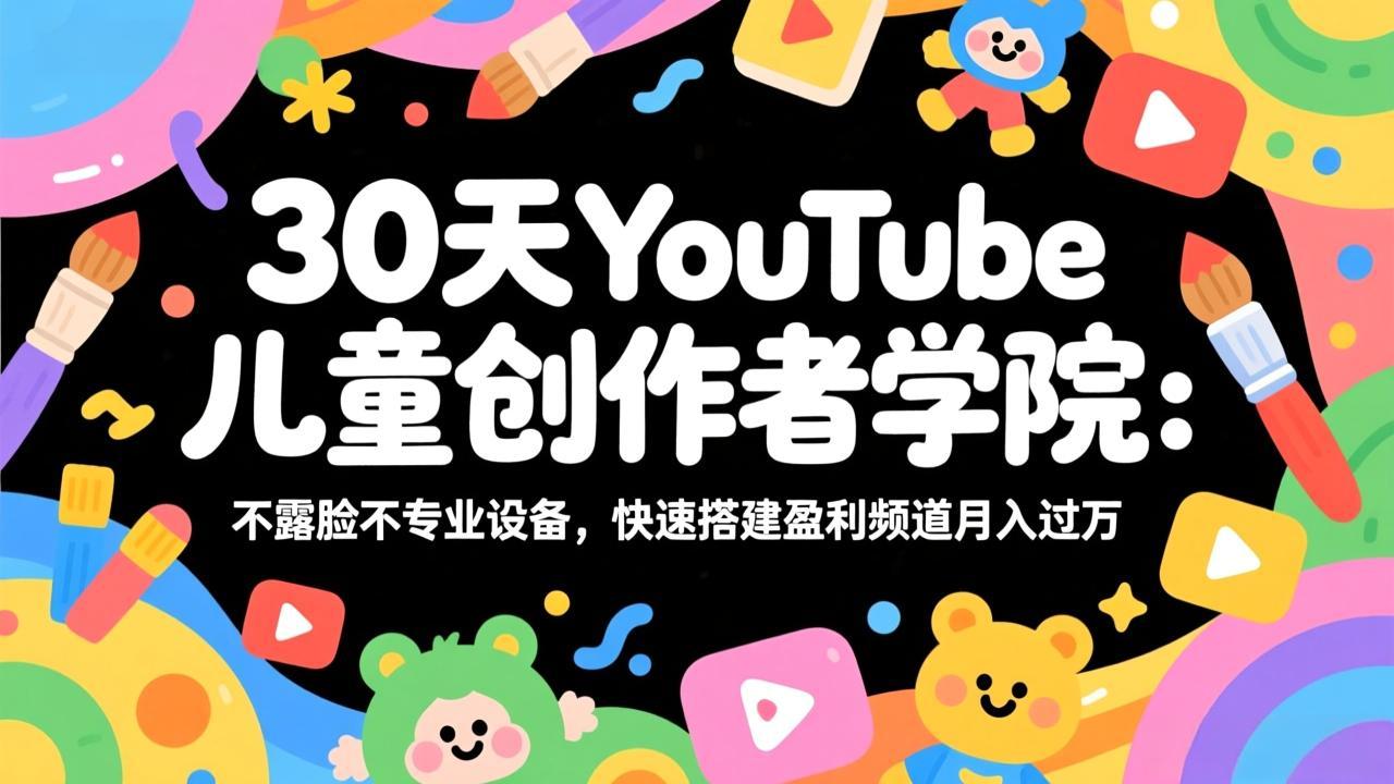 30天YouTube儿童创作者学院：不露脸不专业设备，快速搭建盈利频道月入过万-大伟资源网