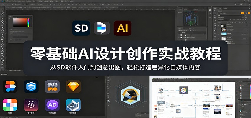 零基础AI设计创作实战教程：从SD软件入门到创意出图，轻松打造差异化自媒体内容-大伟资源网