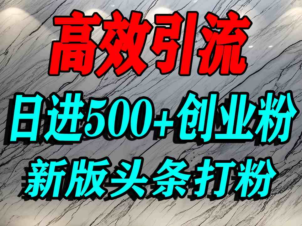 今日头条打创业粉，一篇文章就能引流几百个精准创业粉，日进500+精准流量-大伟资源网