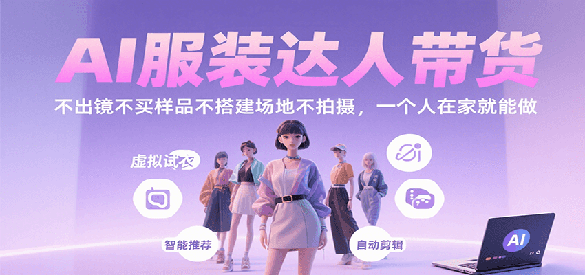 AI服装达人带货，不出镜不买样品不搭建场地不拍摄，一个人在家就能做-大伟资源网