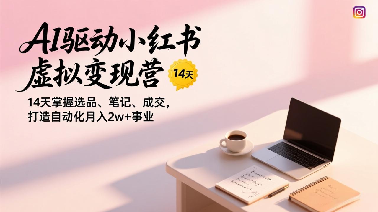 AI驱动小红书虚拟变现营，14天掌握选品、笔记、成交，打造自动化月入2w+事业-大伟资源网