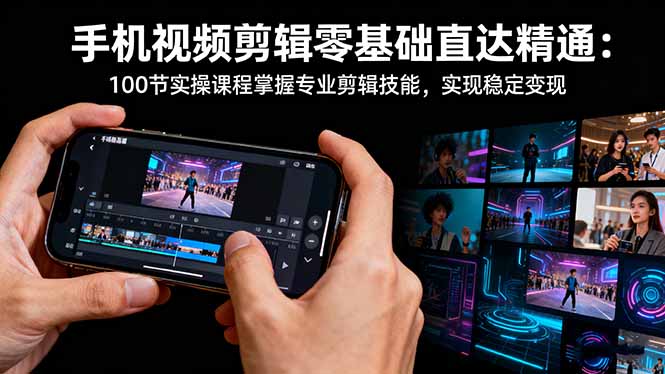 手机视频剪辑零基础直达精通：100节实操课程掌握专业剪辑技能，实现稳…-大伟资源网