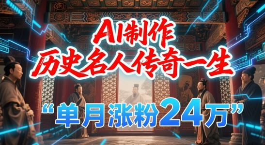 暴力起号！用AI制作历史名人传奇一生，单月涨粉24W，涨粉+变现赛道黑马来了-大伟资源网