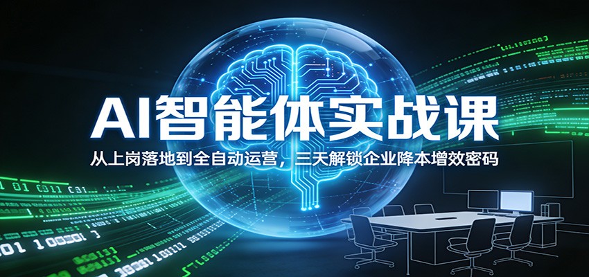 AI智能体实战课：从上岗落地到全自动运营，三天解锁企业降本增效密码-大伟资源网