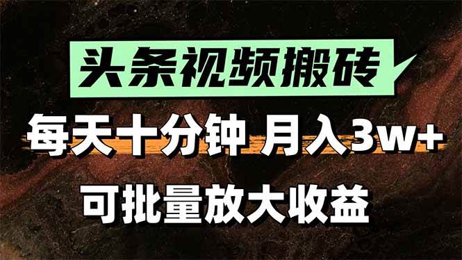 （15582期）2025最新副业玩法！AI全自动搬运视频发头条，无脑发布也能月入过万！-大伟资源网