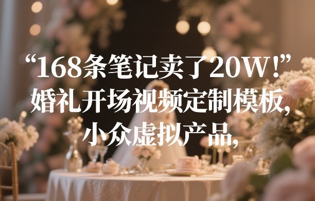 168条笔记卖了20W！婚礼开场视频定制模板，小众虚拟产品-大伟资源网
