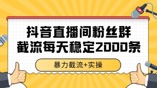 抖音直播间粉丝群暴力截流，一台电脑每天稳定2000条数据【揭秘】-大伟资源网