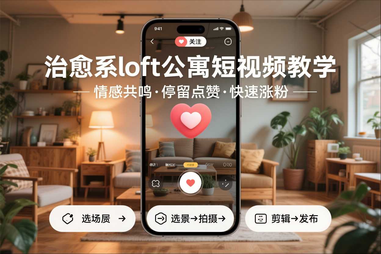 治愈系loft公寓短视频制作教学，情感共鸣引停留点赞关注，快速起号涨粉-大伟资源网