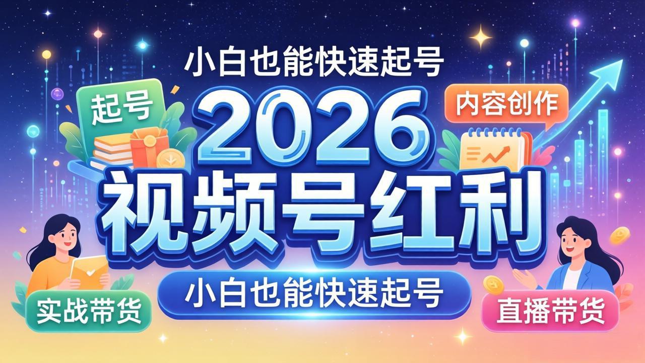 2026视频号红利实战营，大佬亲授起号、内容、直播、IP、投流、私域、矩阵全套落地打法-大伟资源网