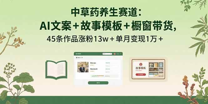 图片[1]-（15925期）中草药养生赛道：AI文案+故事模板+橱带货，45条作品涨粉13w+单月变现1万+-大伟资源网