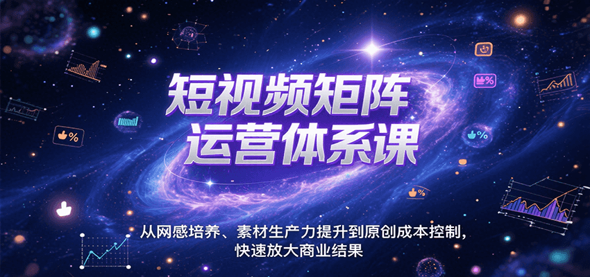 短视频矩阵运营体系课，从网感培养、素材生产力提升到原创成本控制，快速放大商业结果-大伟资源网