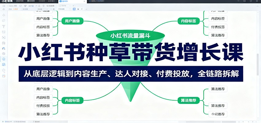 小红书种草带货增长课：从底层逻辑到内容生产、达人对接、付费投放，全链路拆解-大伟资源网