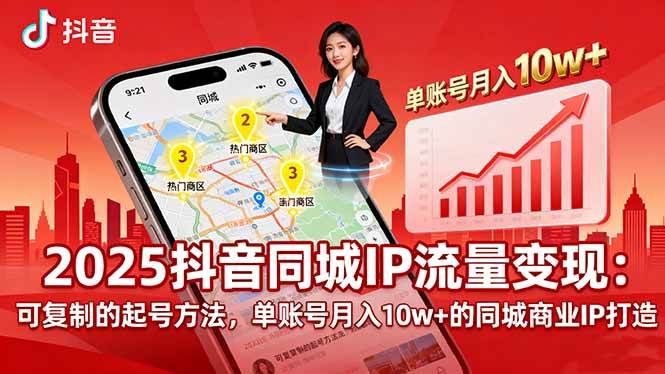 （16000期）2025同城IP流量变现：可复制的起号方法，单账号月入10w+的同城商业IP打造-大伟资源网