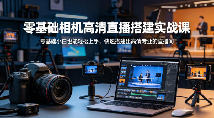 零基础相机高清直播间搭建实战课，小白也能轻松上手，快速搭建出高清专业的直播间-大伟资源网