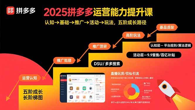 （15826期）2025拼多多运营能力提升课：认知→基础→推广→活动→玩法，五阶成长路径-大伟资源网