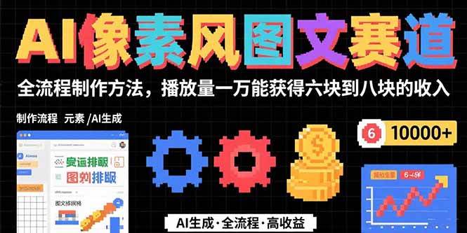（15572期）AI像素风图文赛道：全流程制作方法，播放量一万能获得6块到8块的收入-大伟资源网