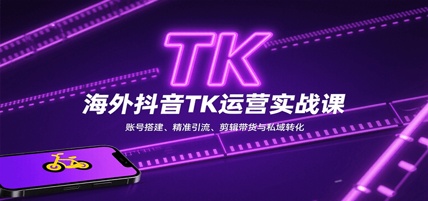 海外抖音TK运营实战课：账号搭建、精准引流、剪辑带货与私域转化-大伟资源网