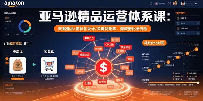 （15750期）亚马逊精品运营体系课：数据选品/差异化设计/关键词矩阵，爆款孵化全流程-大伟资源网