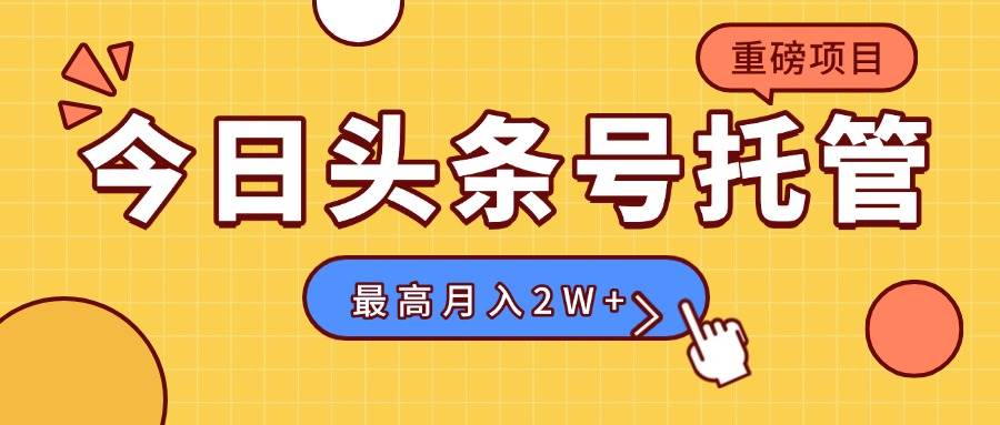 （15674期）【头条号托管 】我存作品到草稿箱，你每天5分钟发布，最高月入2W+-大伟资源网