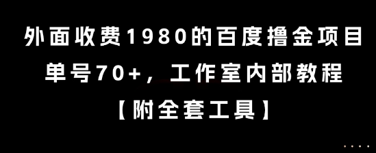 外面收费1980的百度撸金项目，单号70+，工作室内部教程【揭秘】-大伟资源网