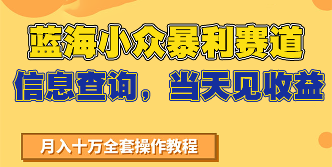 蓝海小众暴利赛道，信息查询，当天见收益，不讲玄学，7天搞了2万+-大伟资源网