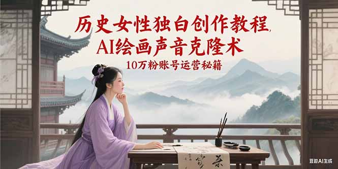 历史女性独白创作教程，AI绘画声音克隆术，10万粉账号运营秘籍-大伟资源网