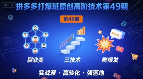 拼多多打爆班原创高阶技术第49期，拼多多裂变+阶梯+群爆-大伟资源网