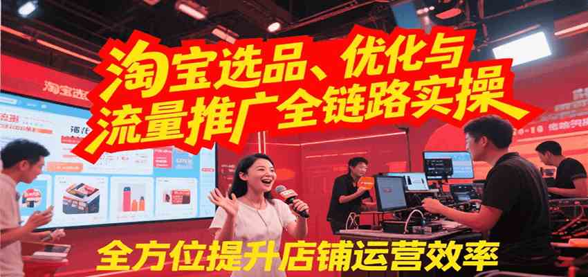 淘宝选品、优化与流量推广全链路实操，全面提升店铺运营效率-大伟资源网