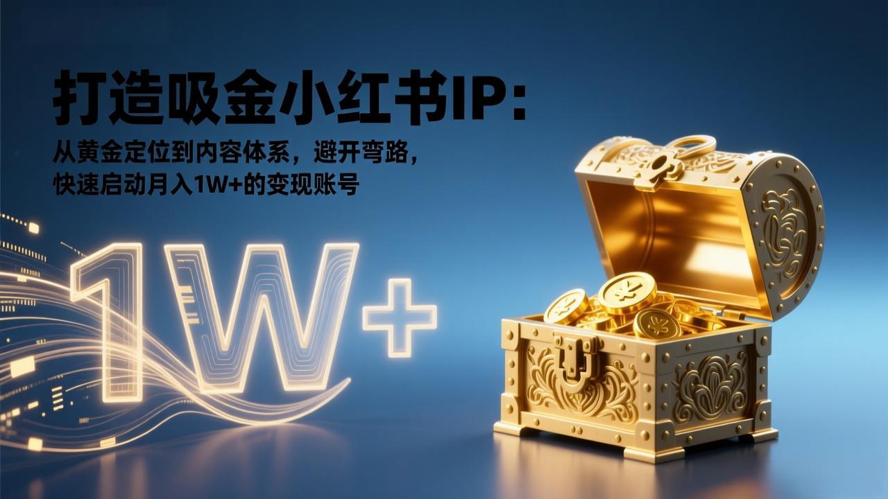 打造吸金小红书IP：从黄金定位到内容体系，避开弯路，快速启动月入1W+的变现账号-大伟资源网