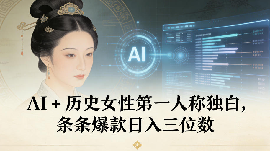 AI+历史女性第一人称独白，条条爆款日入三位数-大伟资源网