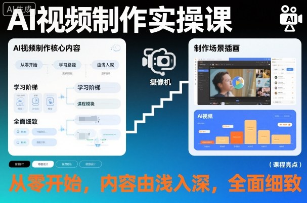 AI视频制作实操课，从零开始，内容由浅入深，全面细致-大伟资源网