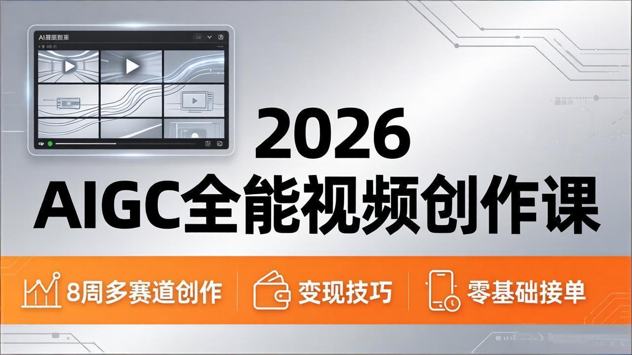 2026AIGC全能视频创作课，8周吃透多赛道创作+变现，零基础也能高效出片接单-大伟资源网