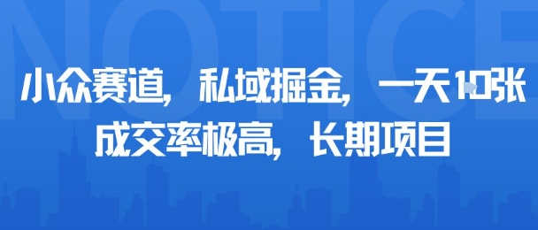 小众赛道，私域掘金，一天多张，成交率极高，长期项目-大伟资源网