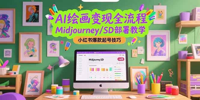 （15324期）AI绘画变现全流程，Midjourney/SD部署教学，小红书爆款起号技巧-大伟资源网