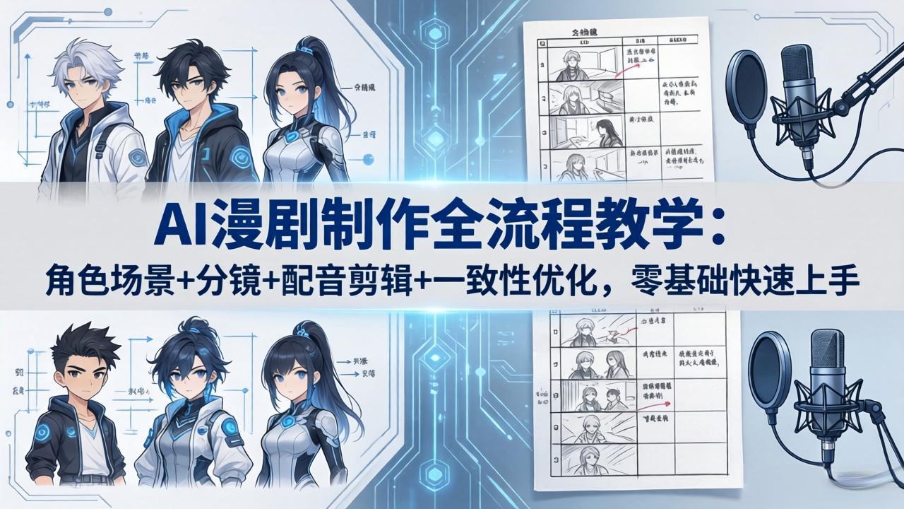 AI漫剧制作全流程教学：角色场景+分镜+配音剪辑+一致性优化，零基础快速上手-大伟资源网