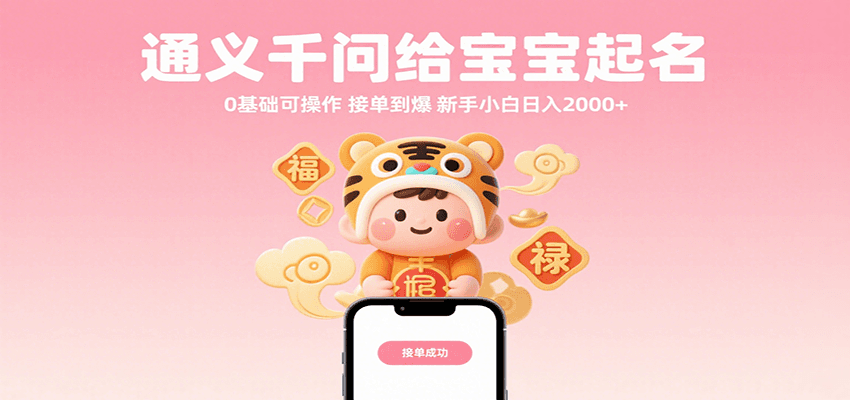 通义千问给宝宝起名 0基础可操作 接单到爆 新手小白日入2000+-大伟资源网