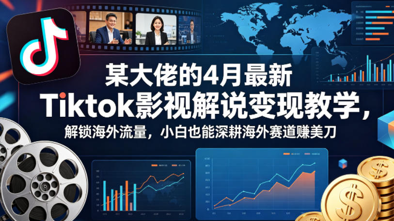 某大佬的4月最新Tiktok影视解说变现教学，解锁海外流量，小白也能深耕海外赛道賺美刀-大伟资源网