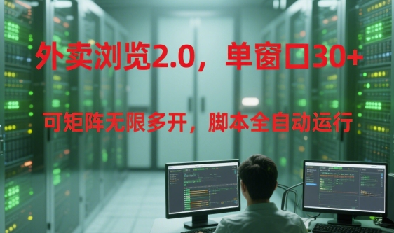 外卖浏览2.0，单窗口30+可矩阵无限多开，脚本全自动运行【揭秘】-大伟资源网