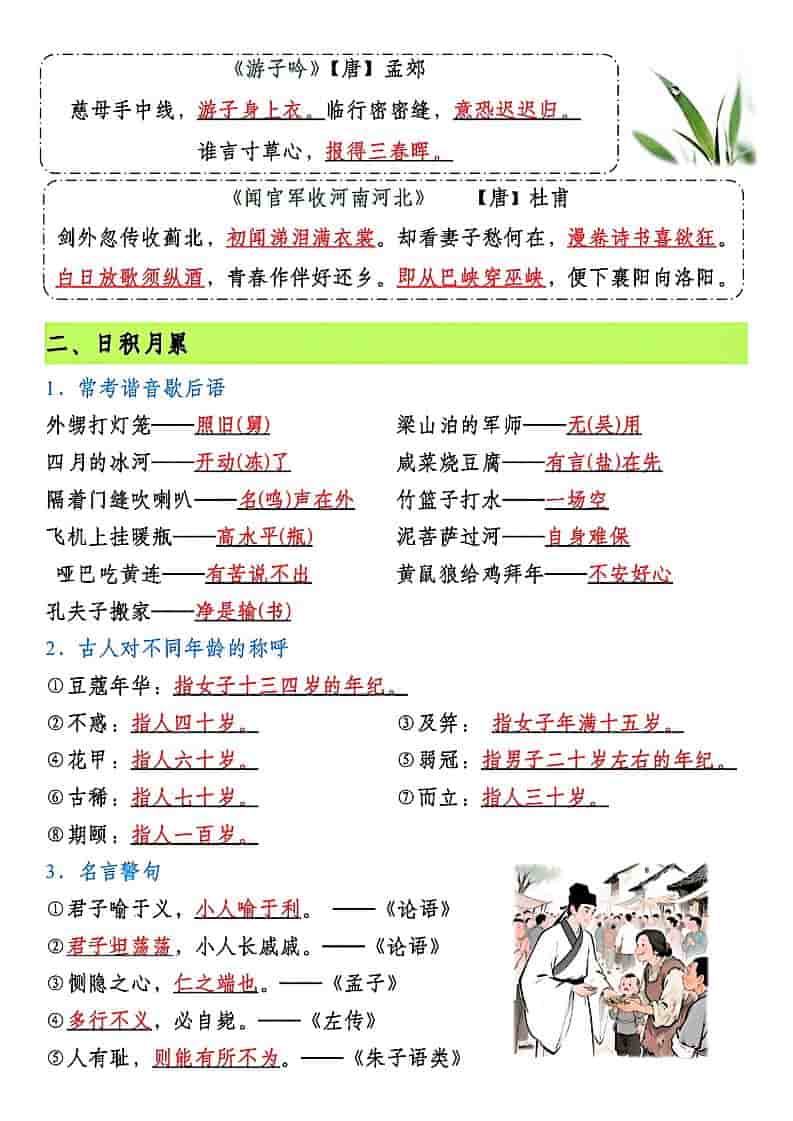 五年级下语文期末复习核心考点汇总-大伟资源网