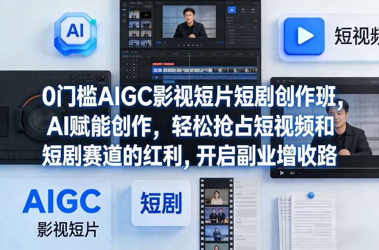 0门槛AIGC影视短片短剧创作班，AI赋能创作，轻松抢占短视频和短剧赛道的红利，开启副业增收路-大伟资源网