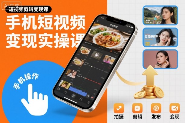 手机短视频变现实操课，短视频剪辑变现课-大伟资源网