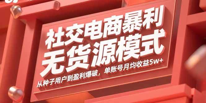 （15951期）社交电商暴利无货源模式：从种子用户到盈利爆破，单账号月均收益5w+-大伟资源网